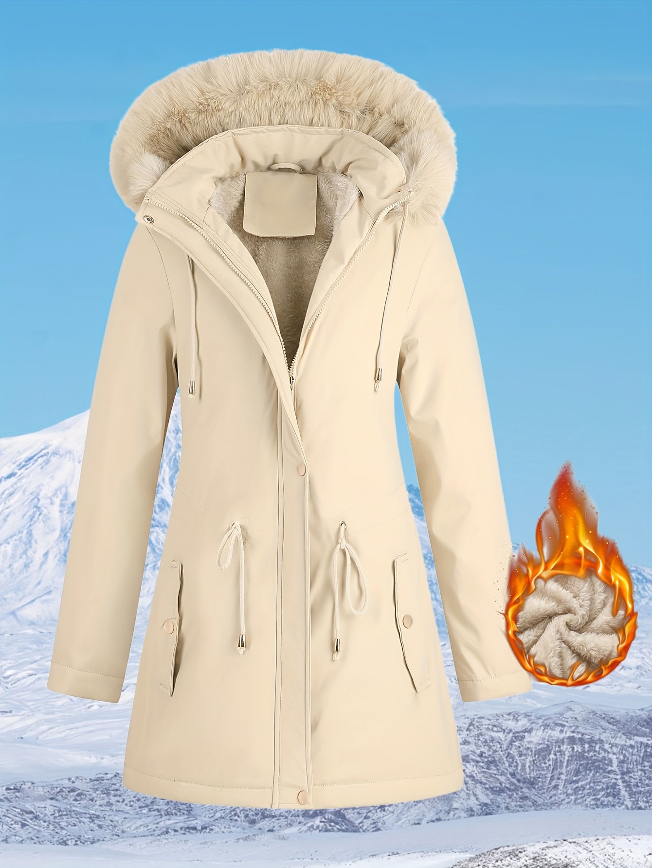 Women's Hooded Fleece | Mid-Long Windproof Coat