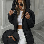 Cozy Winter Sherpa Jacket for Women - Mid-Length Hooded Cardigan with Belt
