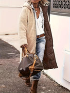 Women's Fleece-Lined Hooded Jacket | Long Winter Coat with Zipper Closure
