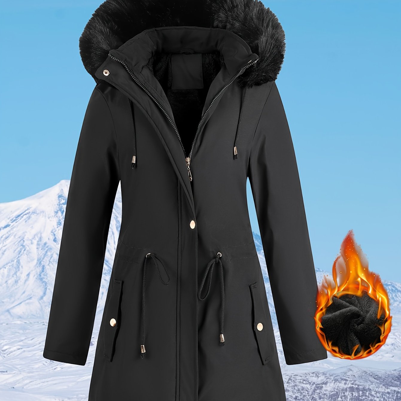 Women's Hooded Fleece | Mid-Long Windproof Coat