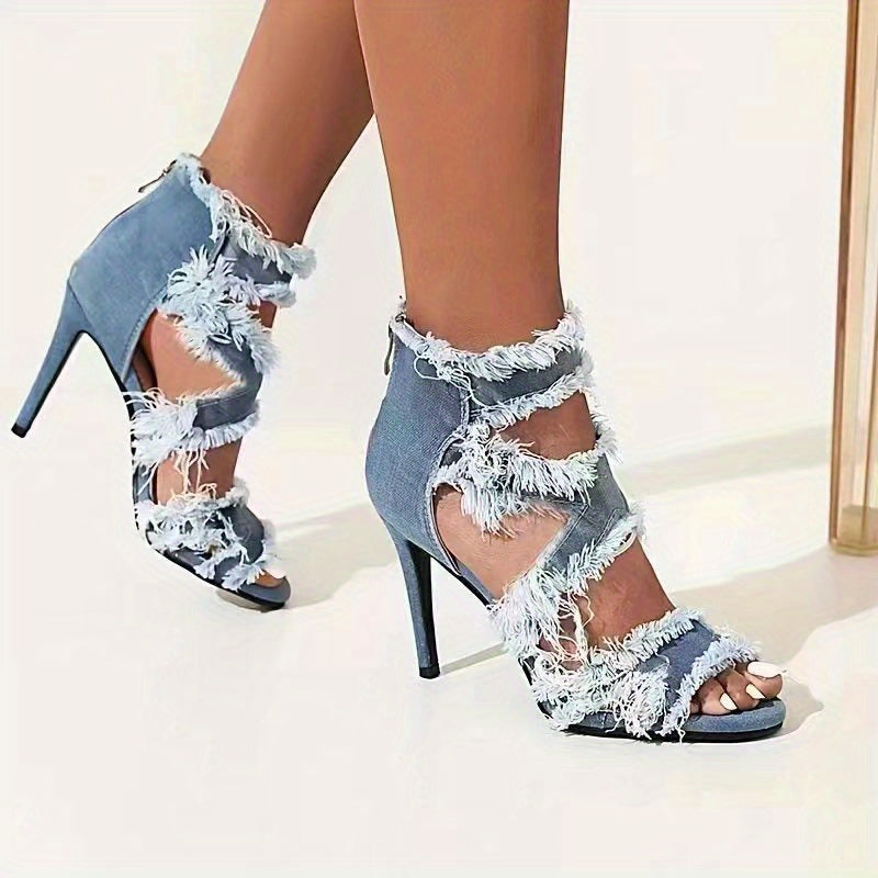 Women's Denim Cut-out High Heels