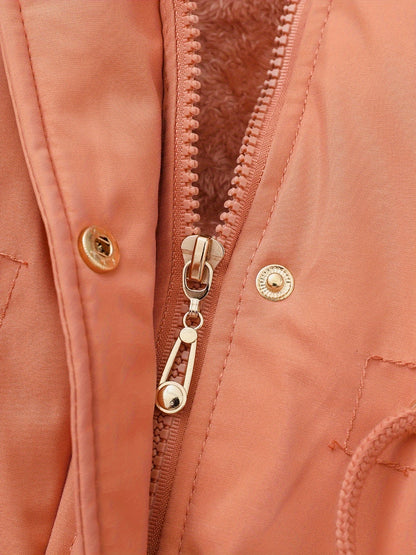 Women's Hooded Fleece | Mid-Long Windproof Coat