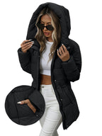 Cozy Winter Sherpa Jacket for Women - Mid-Length Hooded Cardigan with Belt
