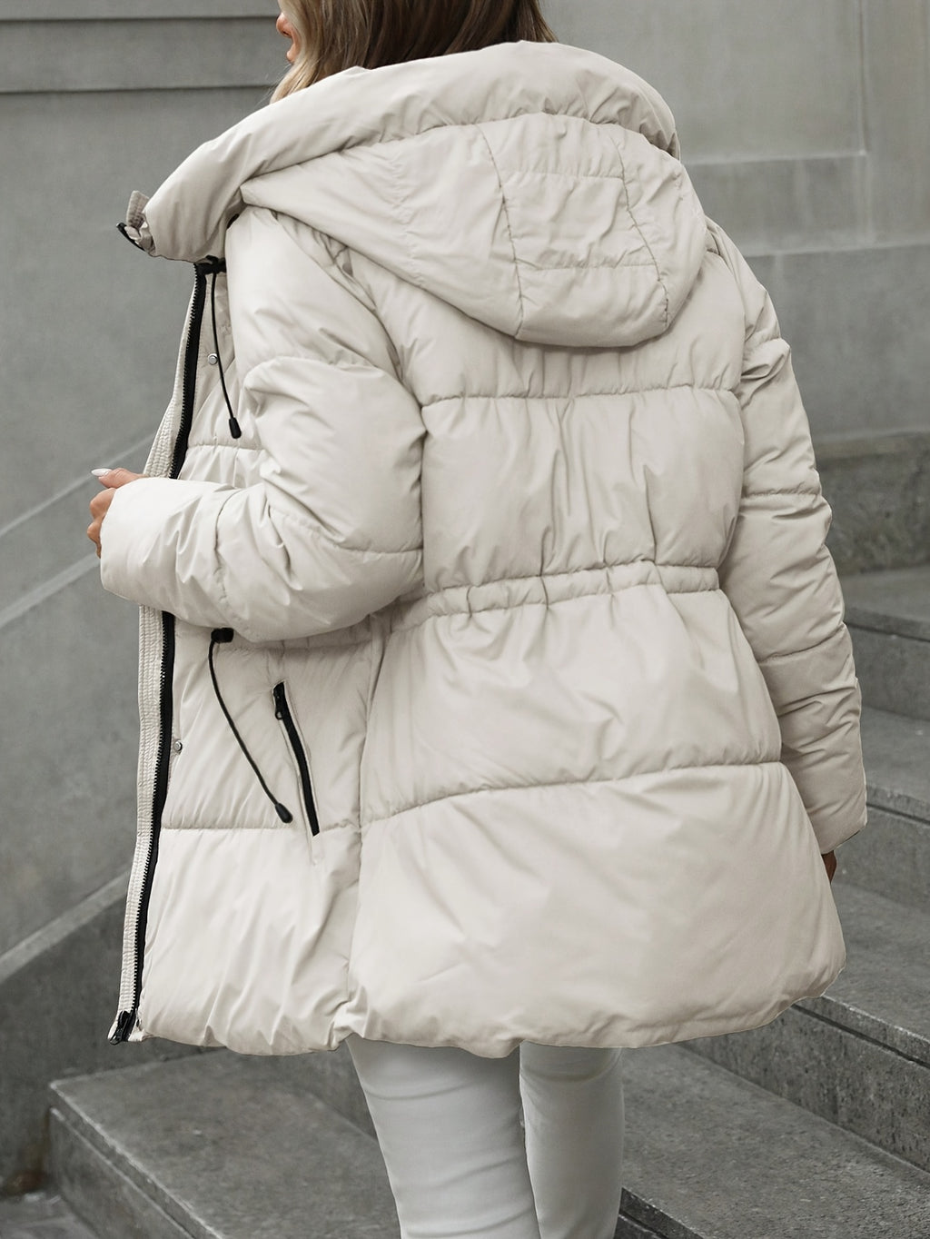 Cozy Winter Sherpa Jacket for Women - Mid-Length Hooded Cardigan with Belt