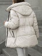 Cozy Winter Sherpa Jacket for Women - Mid-Length Hooded Cardigan with Belt