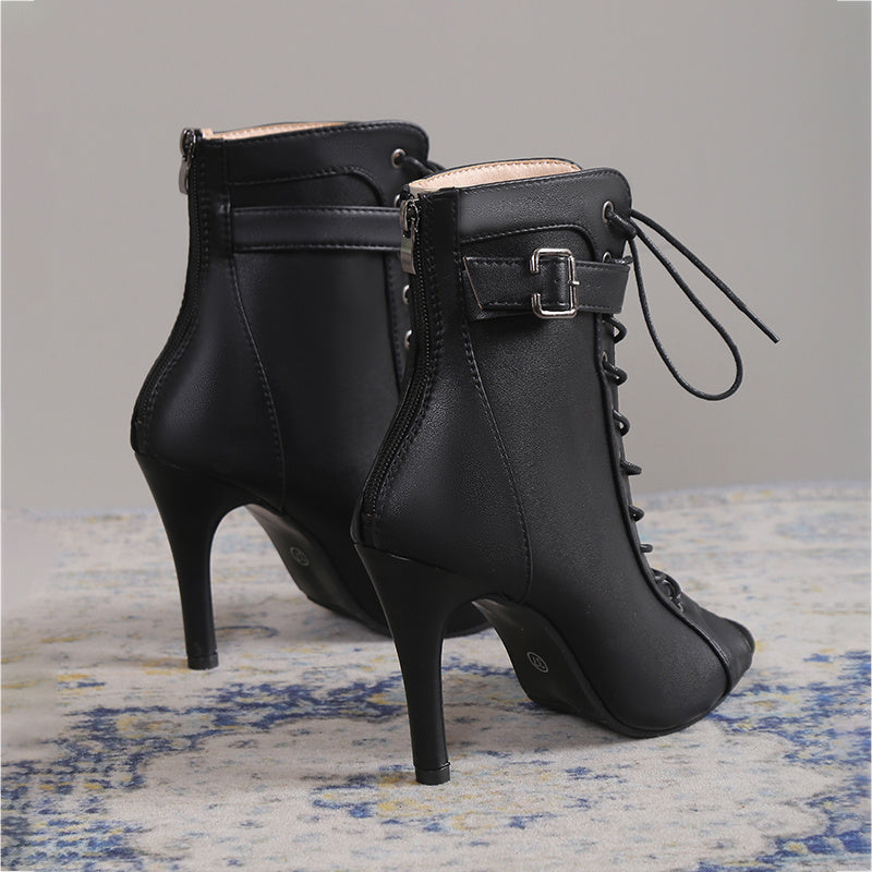 Crisscross Lace-Up Stiletto with Ankle Strap