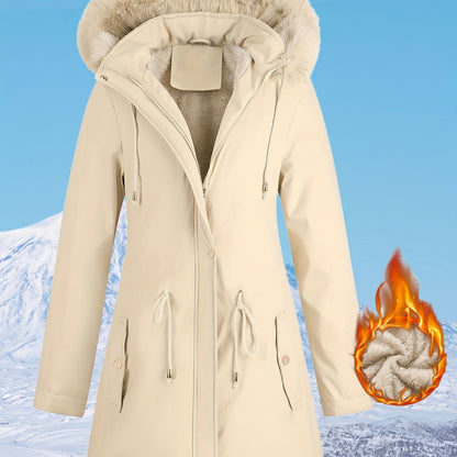 Women's Hooded Fleece | Mid-Long Windproof Coat