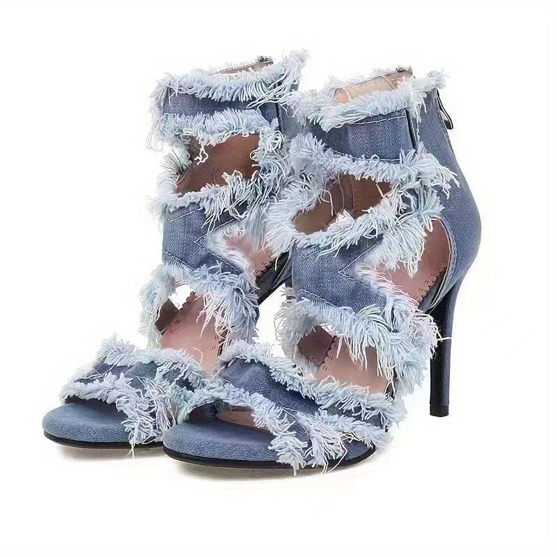 Women's Denim Cut-out High Heels