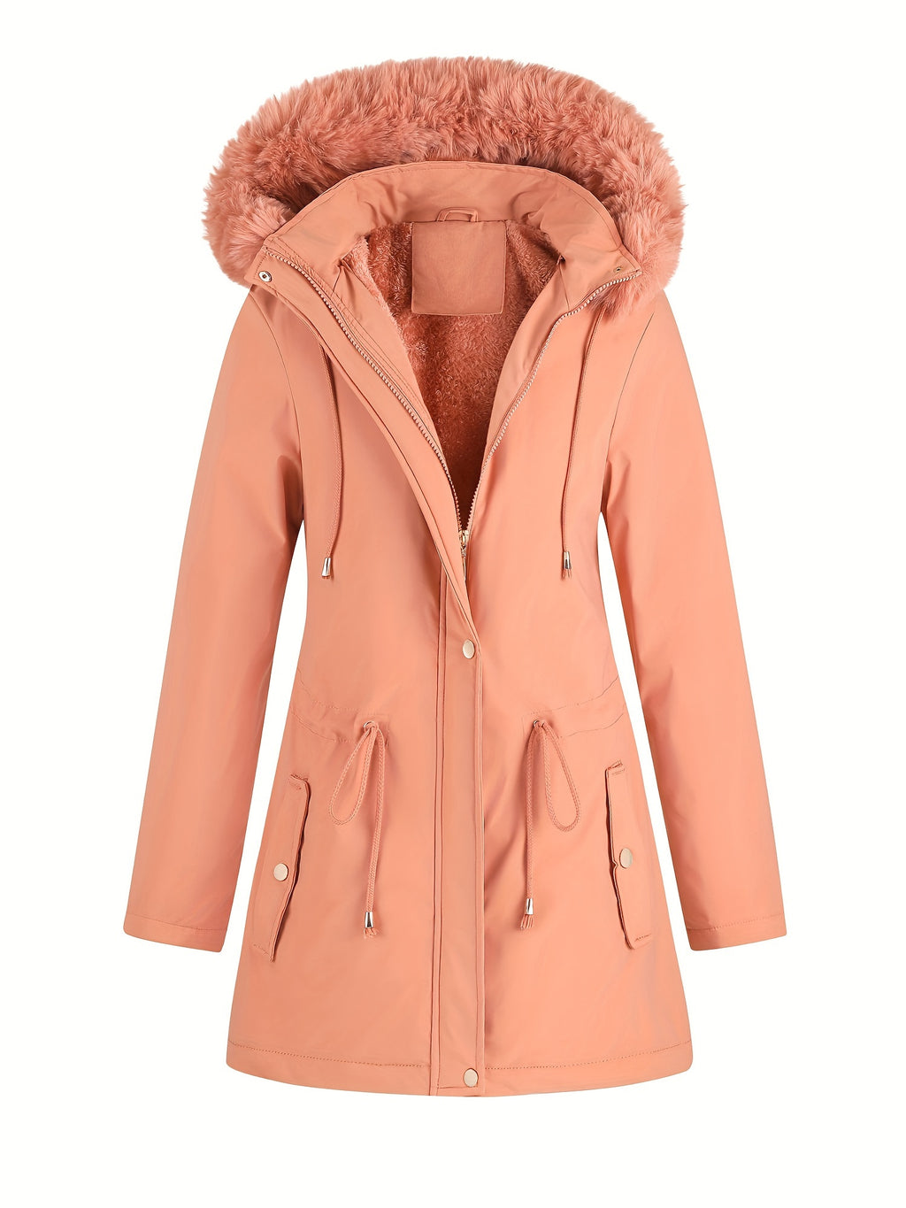 Women's Hooded Fleece | Mid-Long Windproof Coat