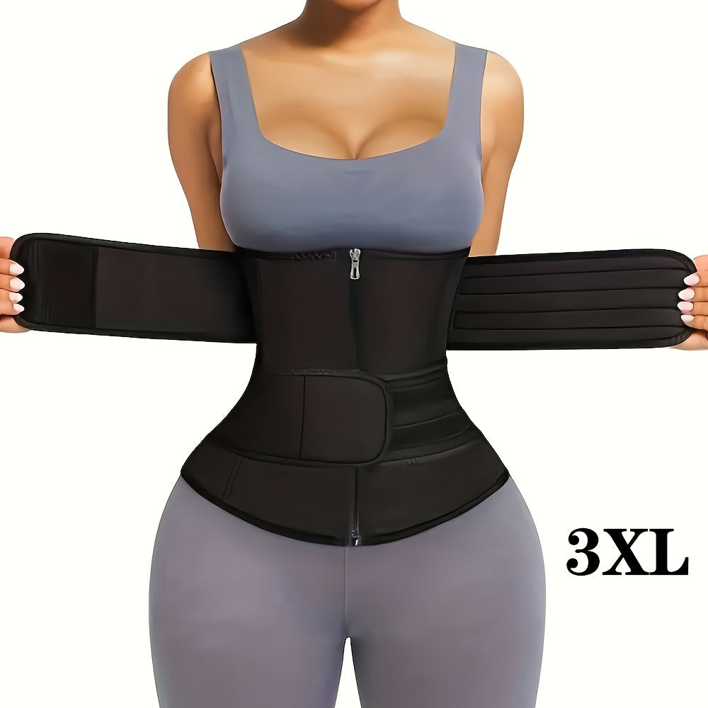 Women's Double-Banded Waist Trainer | Firm Neoprene Cincher with Hook &amp; Loop Closure