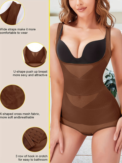 Elegant Open-Bust Bodysuit | Full-Body Shaper with Tummy Control &amp; Butt Lifting