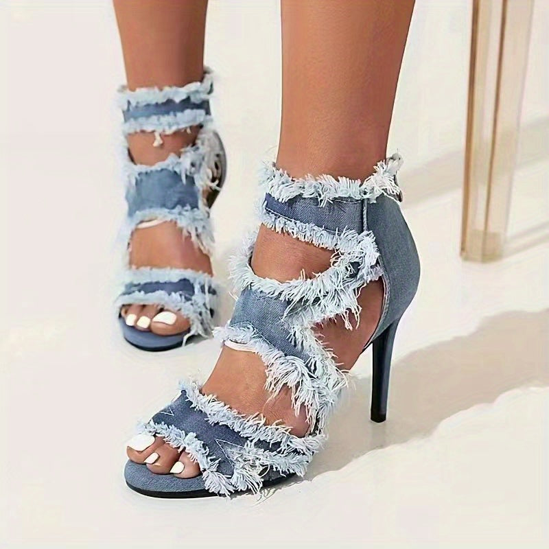 Women's Denim Cut-out High Heels