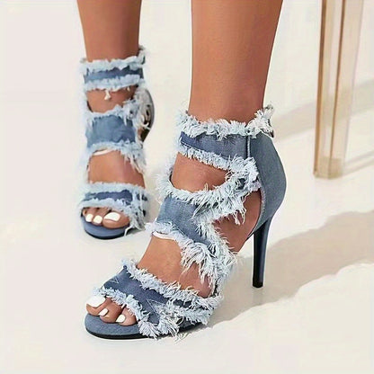 Women's Denim Cut-out High Heels