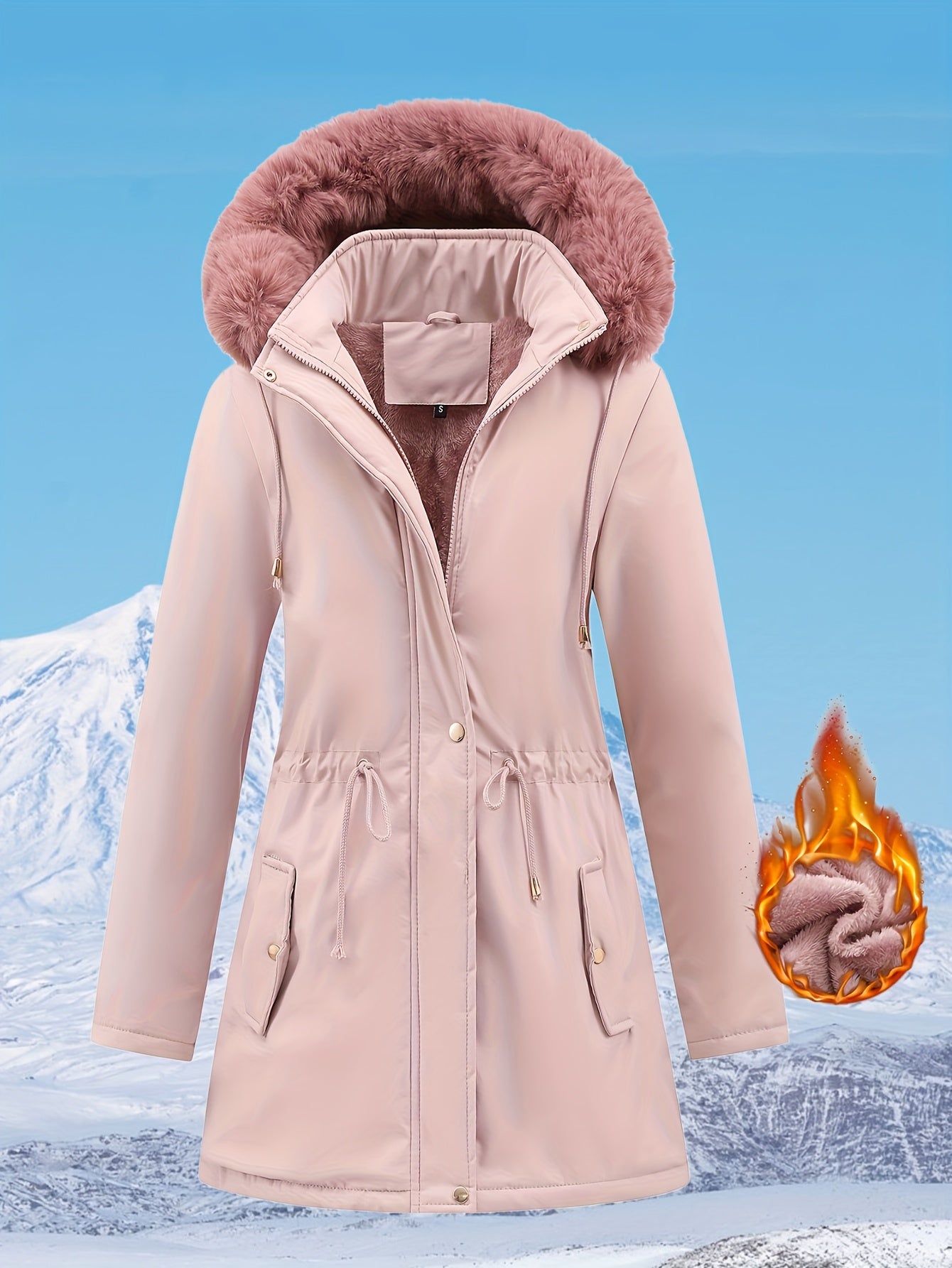 Women's Hooded Fleece | Mid-Long Windproof Coat