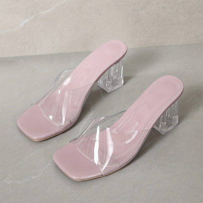 Women's Crystal Chunky Heel Sandals