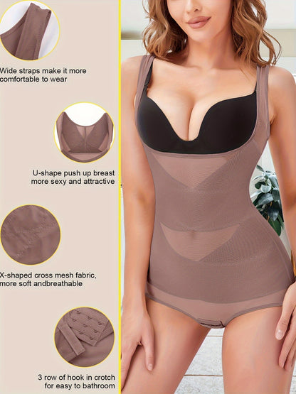 Elegant Open-Bust Bodysuit | Full-Body Shaper with Tummy Control &amp; Butt Lifting