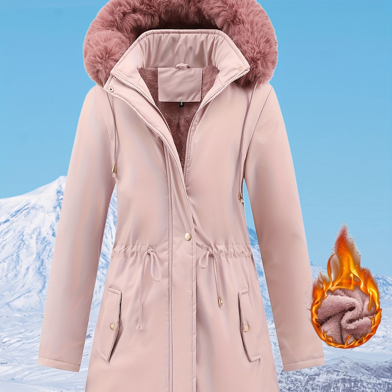 Women's Hooded Fleece | Mid-Long Windproof Coat