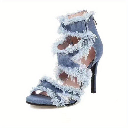 Women's Denim Cut-out High Heels