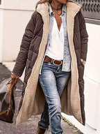 Women's Fleece-Lined Hooded Jacket | Long Winter Coat with Zipper Closure