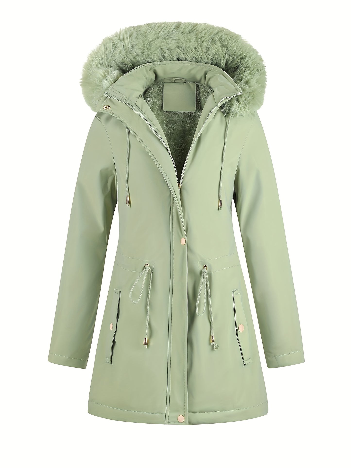 Women's Hooded Fleece | Mid-Long Windproof Coat
