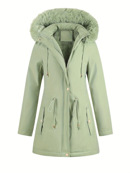 Women's Hooded Fleece | Mid-Long Windproof Coat
