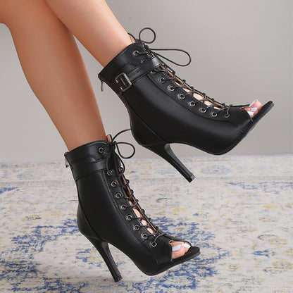 Crisscross Lace-Up Stiletto with Ankle Strap