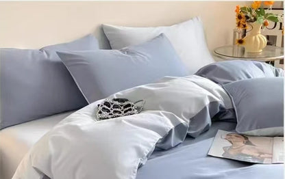 Blue Moonlight Washed Cotton Duvet Cover Set - 300TC, 100% Cotton, Double Size
