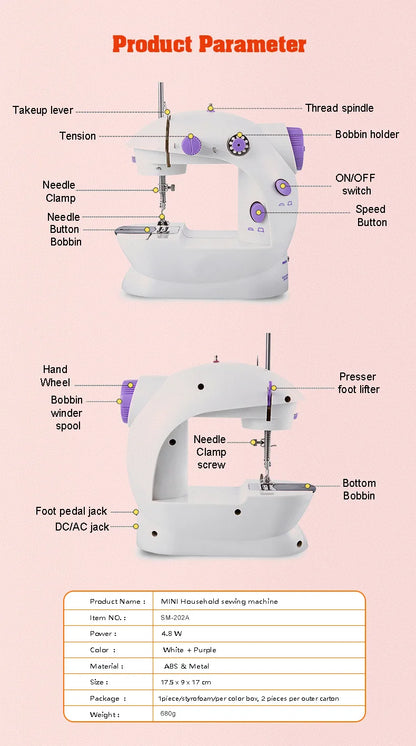 Mini Portable Sewing Machine for Beginners & Quick Repairs