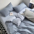 Blue Moonlight Washed Cotton Duvet Cover Set - 300TC, 100% Cotton, Double Size