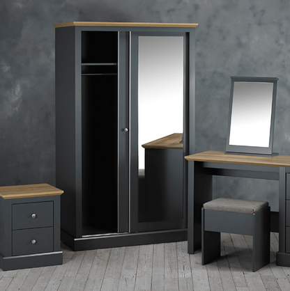 Devon Charcoal Double Sliding Wardrobe