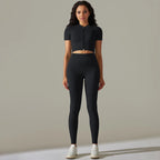 Women's Quarter-Zip Workout Set with High-Waist Tights