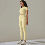 Women's Quarter-Zip Workout Set with High-Waist Tights