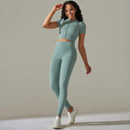 Women's Quarter-Zip Workout Set with High-Waist Tights