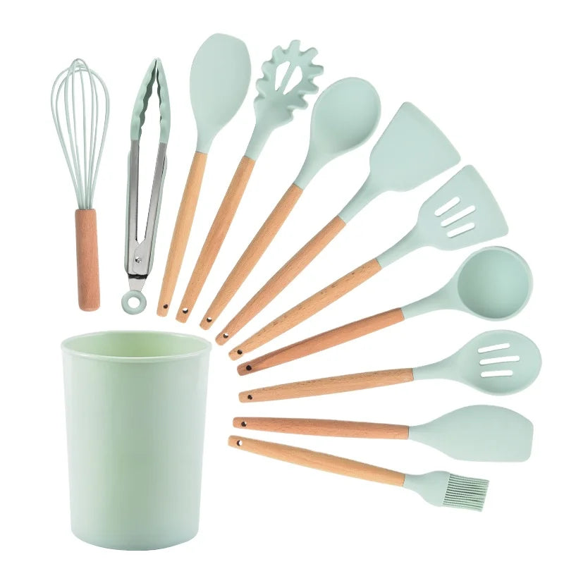 12-Piece Silicone Kitchen Utensil Set - Eco-Friendly, Non-Stick