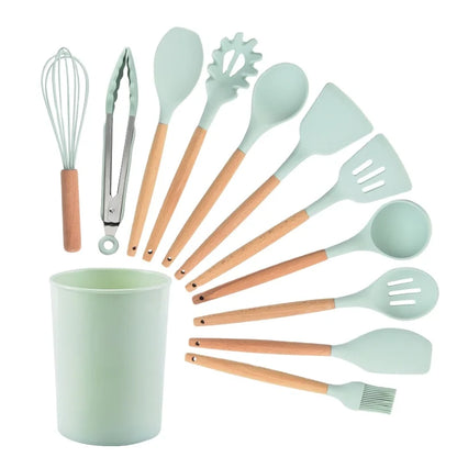 12-Piece Silicone Kitchen Utensil Set - Eco-Friendly, Non-Stick