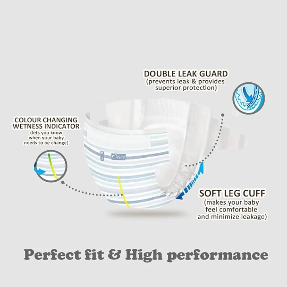 Minime Baby Diapers - Size 3 (13-24 Lbs), Medium, 46 /92Count, Premium Ultra Soft Disposable Baby Diapers, Hypoallergenic