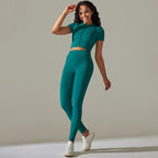 Women's Quarter-Zip Workout Set with High-Waist Tights