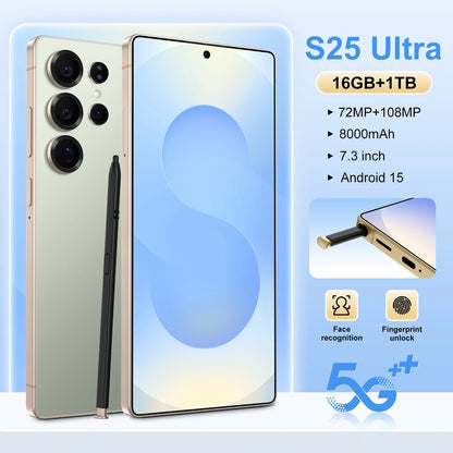Best Sell New for S25 ultra Original Phone 5G Smartphone 7.3 Inch 12GB+512GB Android Telephone Mobile Phones Express Shipping