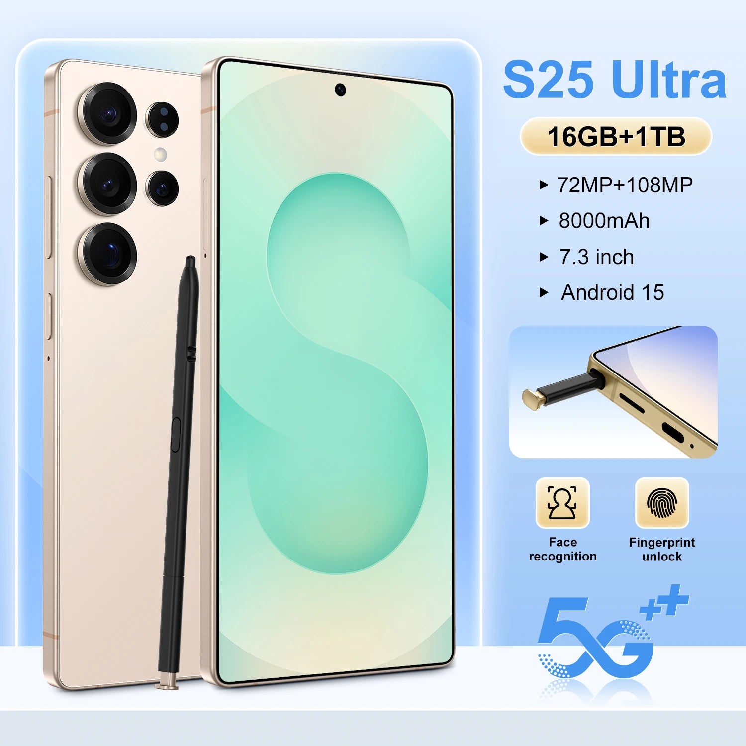 Best Sell New for S25 ultra Original Phone 5G Smartphone 7.3 Inch 12GB+512GB Android Telephone 8000mAh Mobile Phones