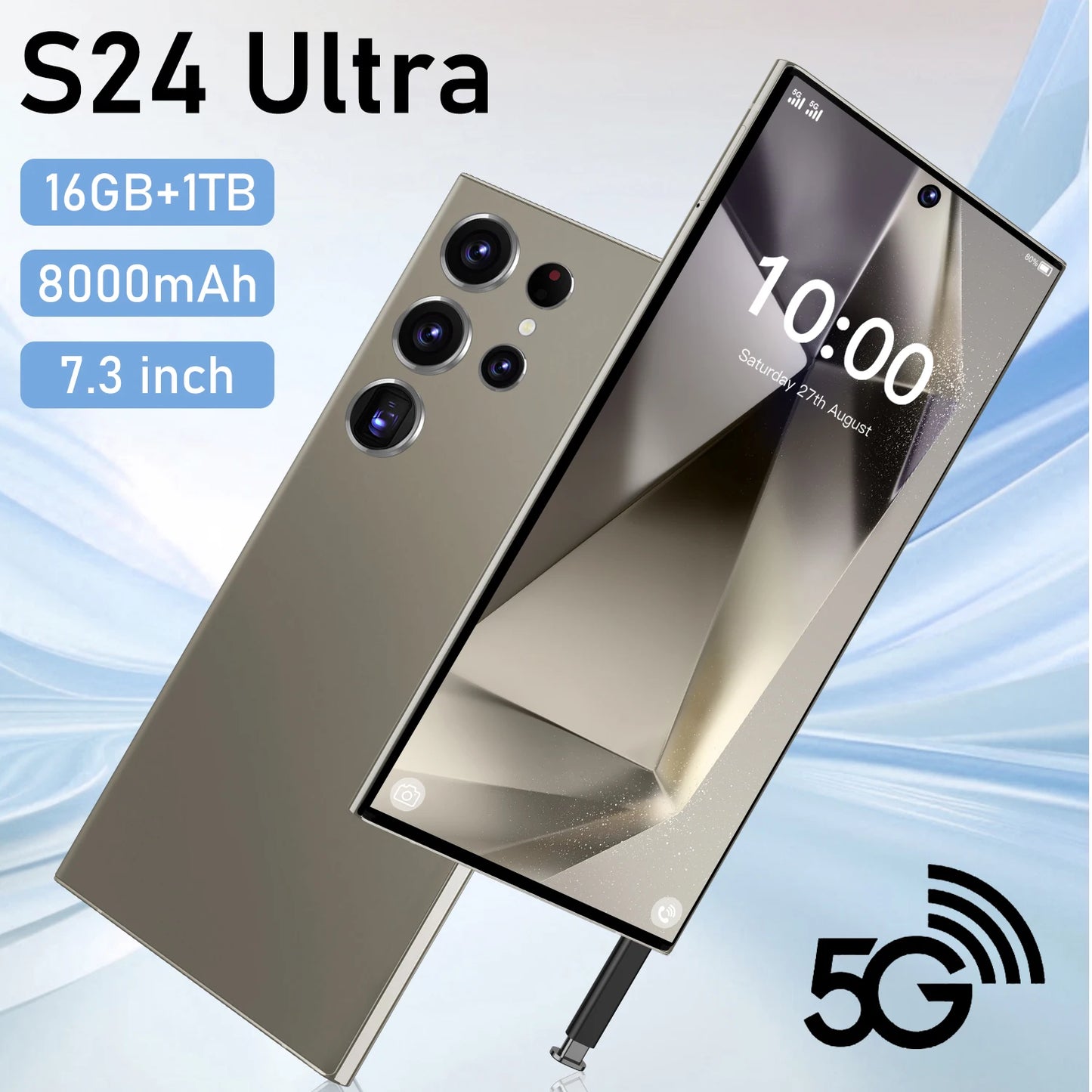 Hot Selling New Smart Phone S24 S25 Ultra 7.3 Inch Android 14.0 16gb+1tb Cellphones 48mp+108mp Global 5G Mobile Phones