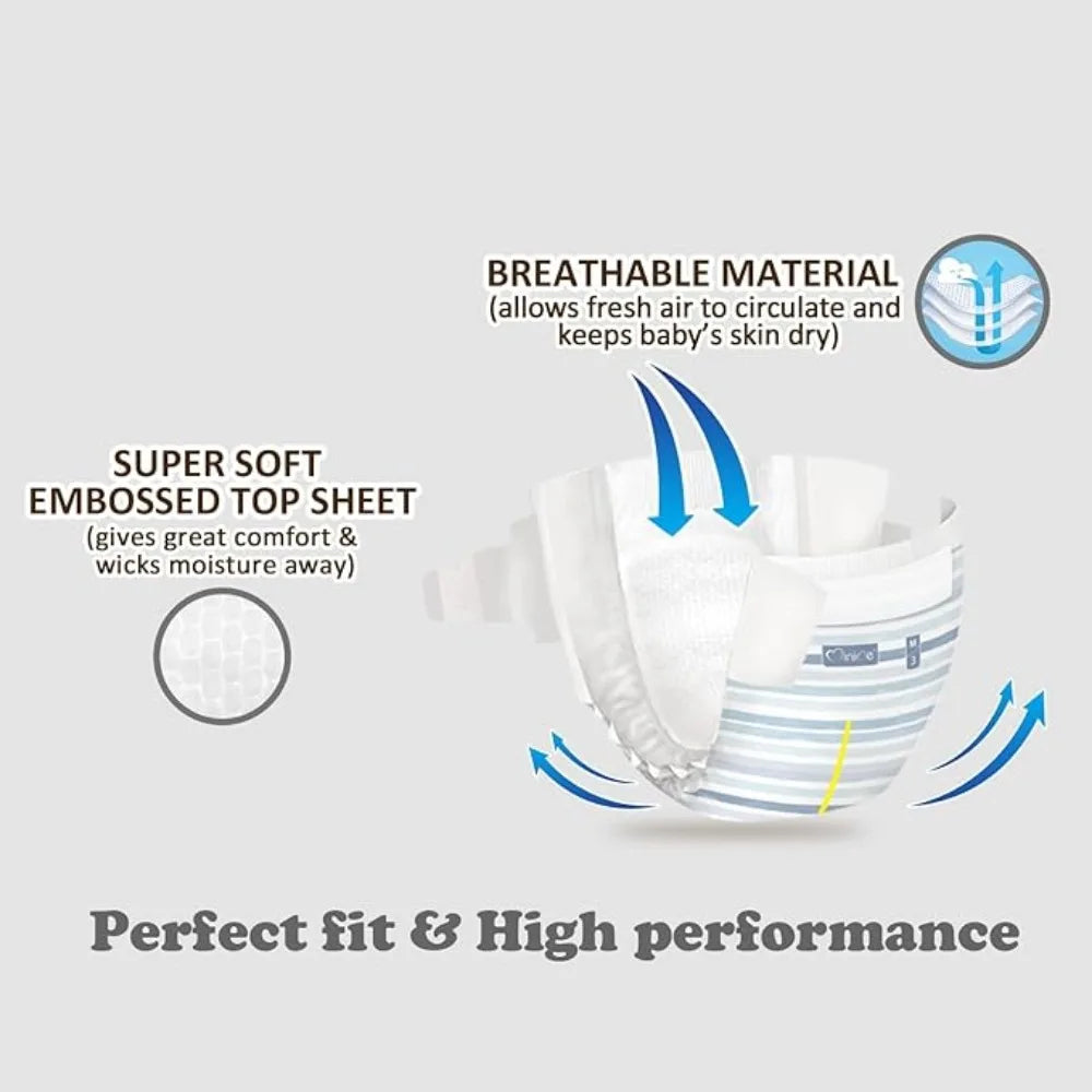 Minime Baby Diapers - Size 3 (13-24 Lbs), Medium, 46 /92Count, Premium Ultra Soft Disposable Baby Diapers, Hypoallergenic