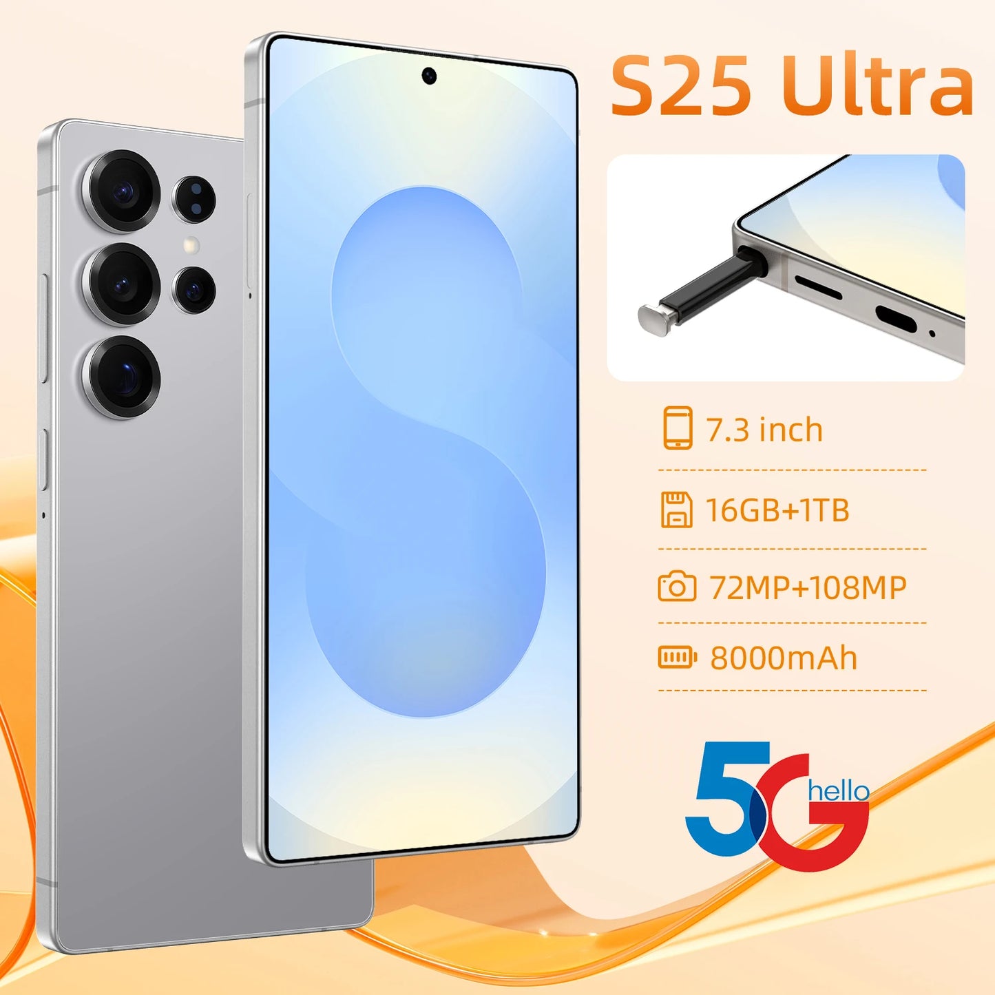 S25 Ultra Original Unlock 6.9 Inch 12GB+512GB Android 5G Smartphone 5000mAh S-Pen 4G 5G WIFI Mobile Phones