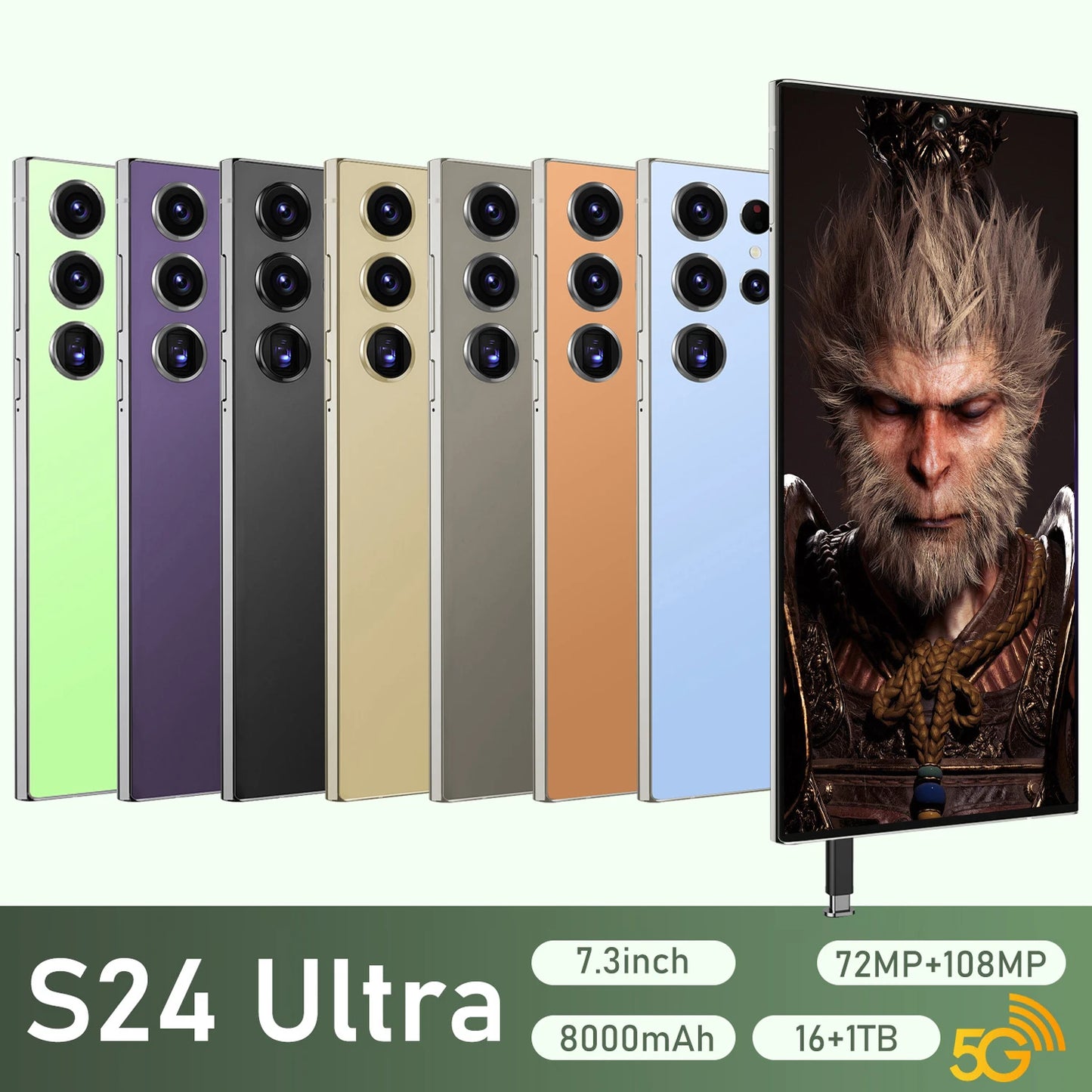 Hot Selling New Smart Phone S24 S25 Ultra 7.3 Inch Android 14.0 16gb+1tb Cellphones 48mp+108mp Global 5G Mobile Phones