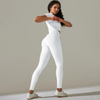 Women's Quarter-Zip Workout Set with High-Waist Tights