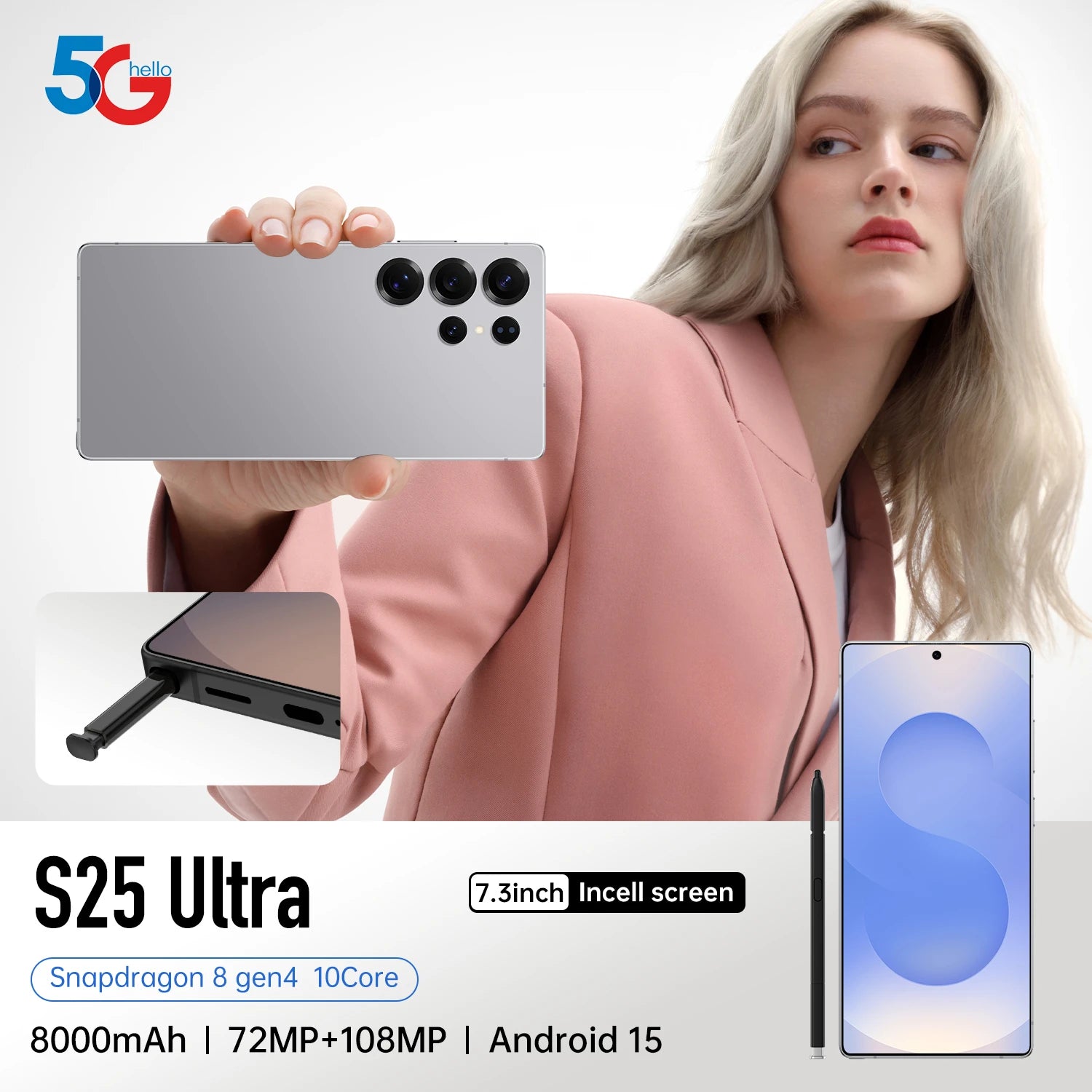 Best Sell New for S25 ultra Original Phone 5G Smartphone 7.3 Inch 12GB+512GB Android Telephone Mobile Phones Express Shipping
