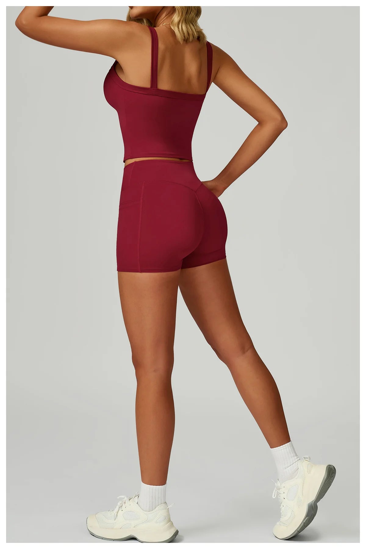 Women's High-Waist Workout Set - Sports Vest & Shorts