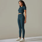 Women's Quarter-Zip Workout Set with High-Waist Tights