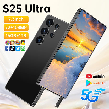 "5G Dual Sim BigScreen Android 15 Smartphones 2025 New S25 Ultra 6.9 Inch 16+512GB Mobile Phones"