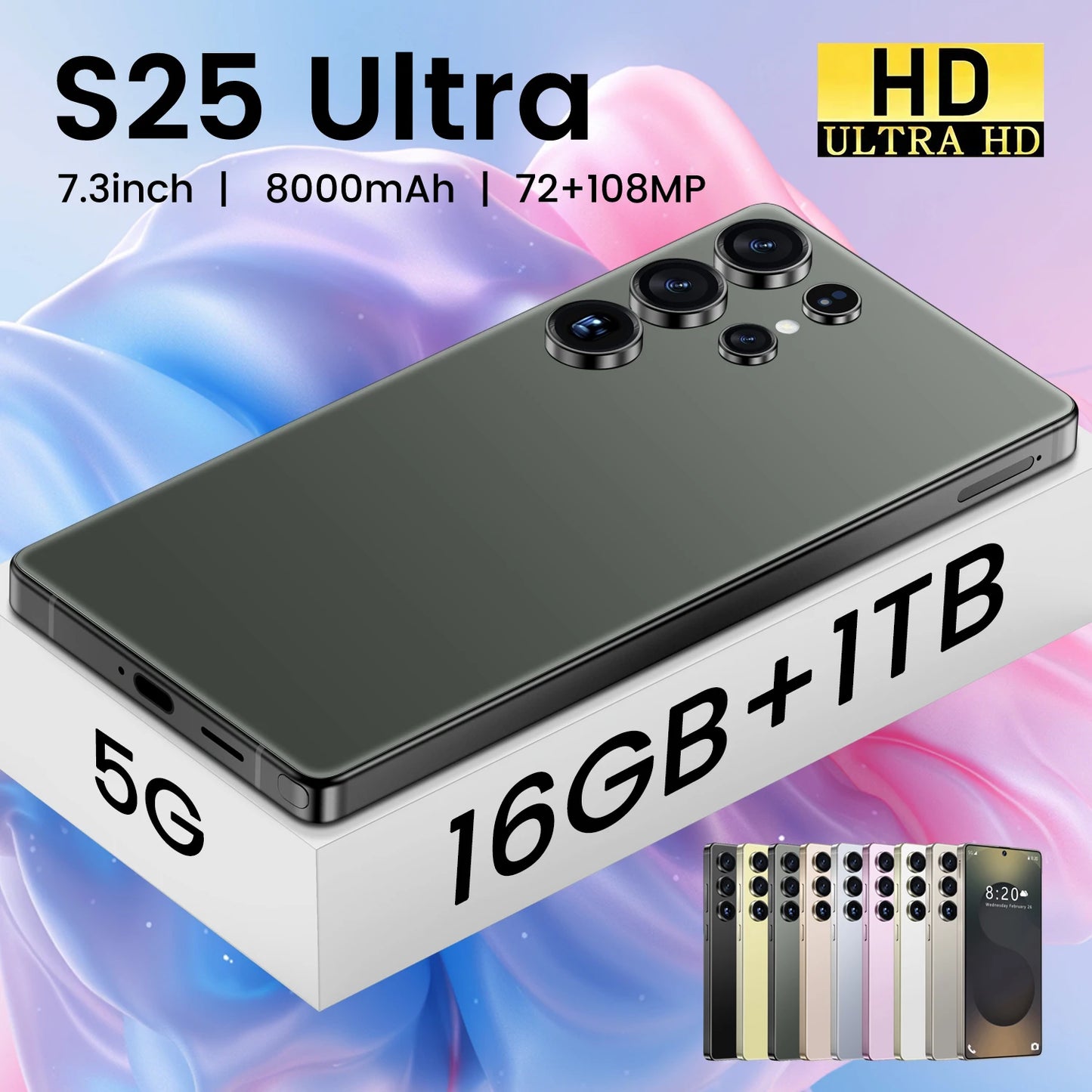 "5G Dual Sim BigScreen Android 15 Smartphones 2025 New S25 Ultra 6.9 Inch 16+512GB Mobile Phones"