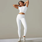 Women's Quarter-Zip Workout Set with High-Waist Tights